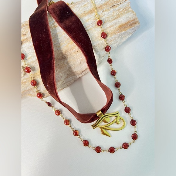 Eye of Horus Pendant Choker with matching Necklace - Ancient Egyptian Choker - Picture 1 of 8